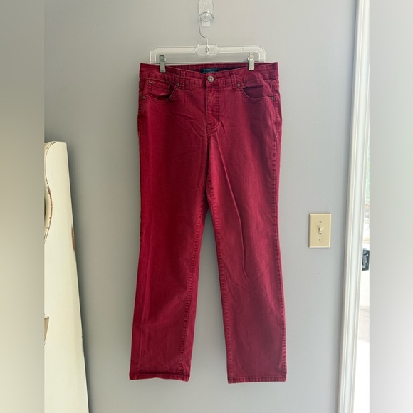 Bandolino Womens Jeans SZ 12 Red Denim Samantha Style Midrise Straight Pockets - Picture 1 of 10